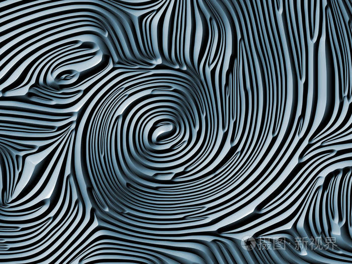 3d 渲染蓝色浮雕浮雕图案对自然形体几何学,艺术造型,设计装饰的影响
