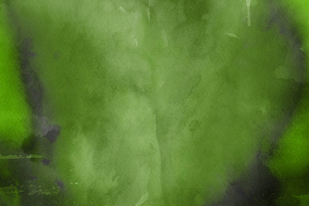 纸抽象背景上的绿色水彩画