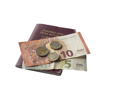 欧洲旅行五和十欧元银行票据和二和一 eur