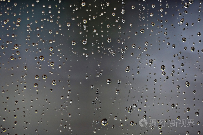 在玻璃上的雨水滴