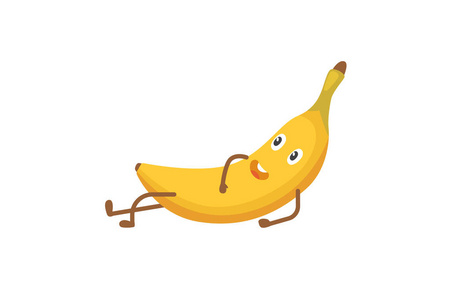 矢量插图与滑稽的香蕉字符。新鲜食物时间