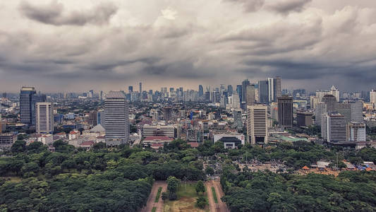 雅加达市中心全景从全国纪念碑观看