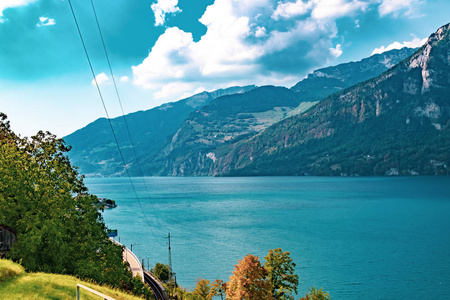 瑞士瓦伦湖湖景观