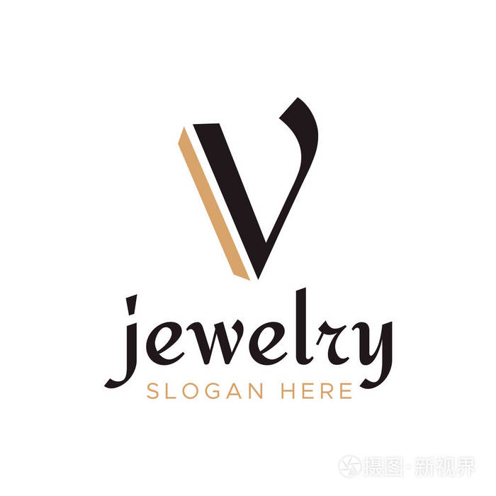 v字母徽标模板豪华线性v形字母
