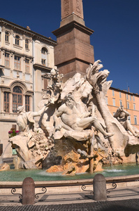 在罗马，意大利纳沃纳广场四河的美丽喷泉