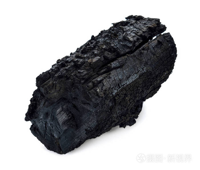 天然木木炭 传统木炭或硬木木炭查出的白色背景