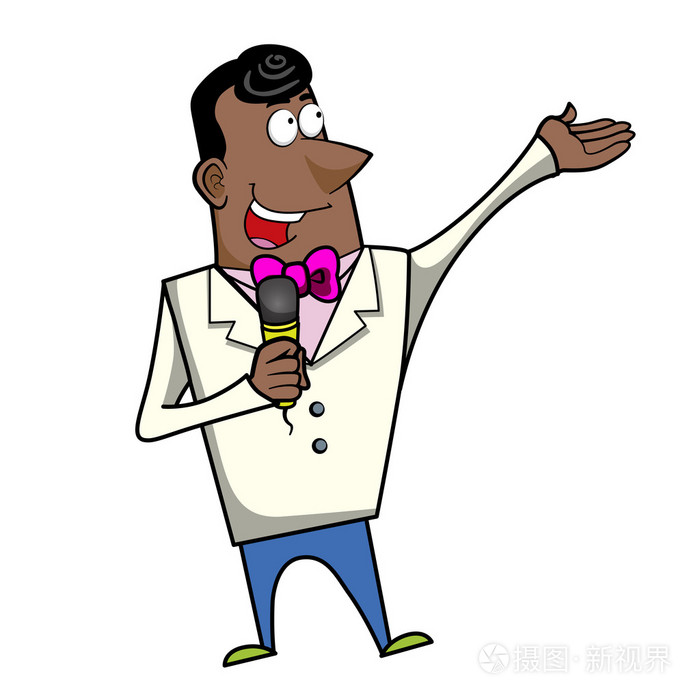 卡通主机司仪与麦克风