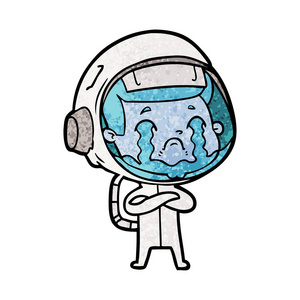 卡通哭声宇航员的矢量图解图片