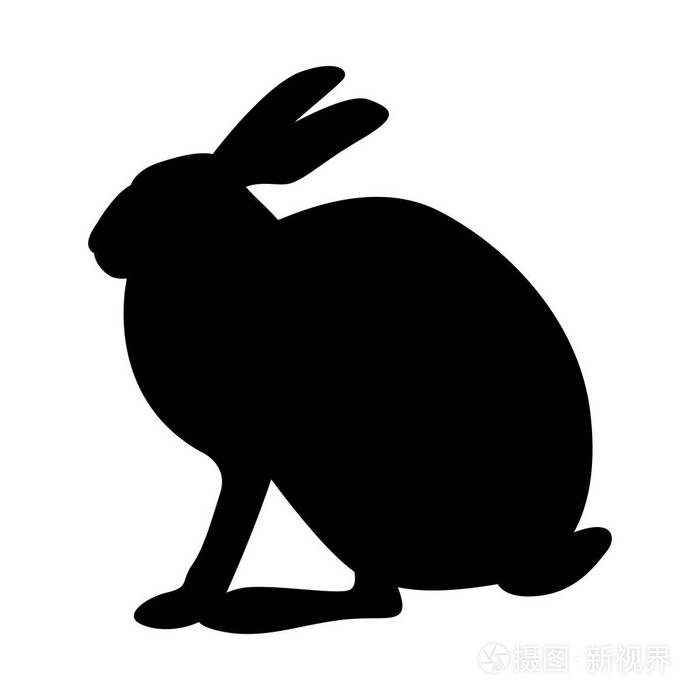 兔矢量插画黑色剪影轮廓
