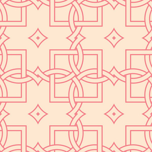 红色和米色的几何装饰品。网络纺织品和墙纸无缝模式