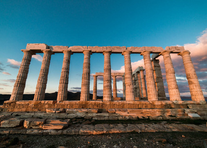 Sounion, 希腊海神神庙, 日落黄金时段