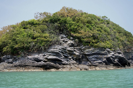 卡农省海中的煎饼岩石岛, 佛斯里兰卡, 泰国南部的旅行