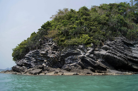 卡农省海中的煎饼岩石岛, 佛斯里兰卡, 泰国南部的旅行