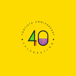 周年纪念标志40图标, 几何企业标识, 矢量插图