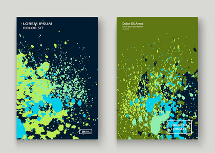 霓虹灯青色绿叶爆炸颜料飞溅艺术封面设计