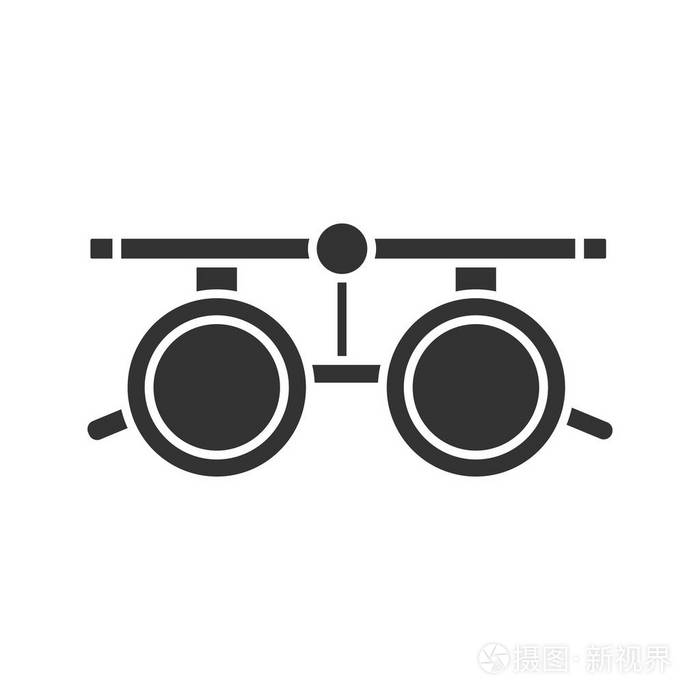 眼睛检查眼镜字形图标验光视力测试剪影符号负空间矢量隔离插图