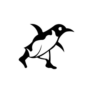 企鹅鸟动物剪影卡通矢量图标