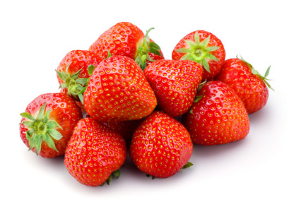 草莓。白色背景上的水果
