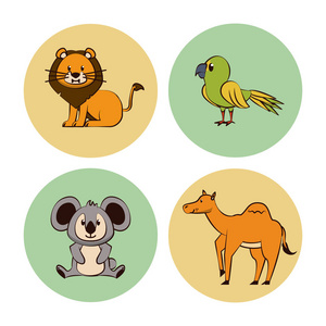 可爱的动物卡通圆形图标