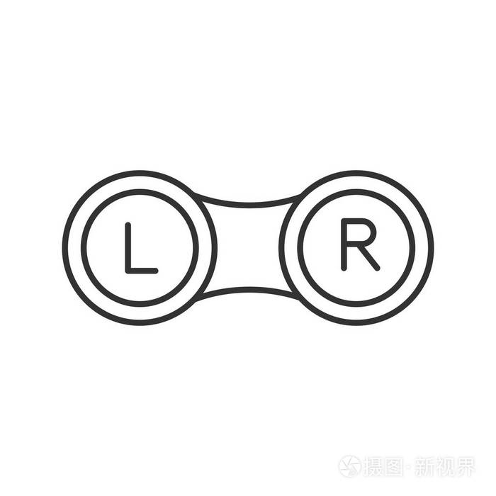 眼睛隐形眼镜盒线形图标.细线插图.轮廓符号.矢量隔离轮廓图