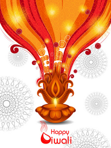 矢量图的装饰 Diya 问候背景的印度排灯节快乐春节放假庆祝