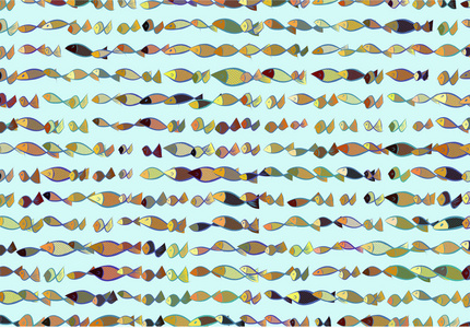 鱼的抽象例证, 概念样式。重复, canv