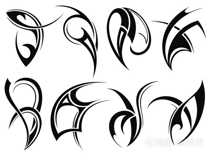 部落纹身的集合插画-正版商用图片080z0k-摄图新视界