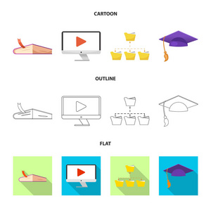 矢量设计教育与学习图标。教育的汇集和学校股票向量例证