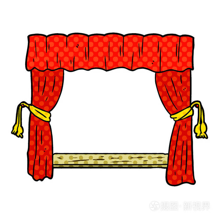 卡通窗帘在舞台上拉开帷幕插画-正版商用图片081zw7