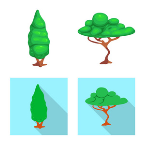 树和自然符号的向量例证。网树和皇冠股票符号的收集