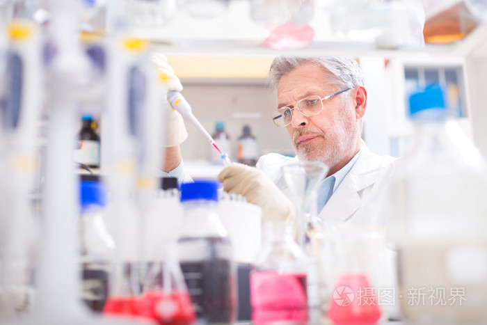 生命科学家在实验室里研究