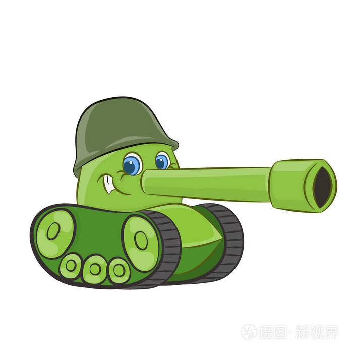 带笑脸矢量的卡通坦克