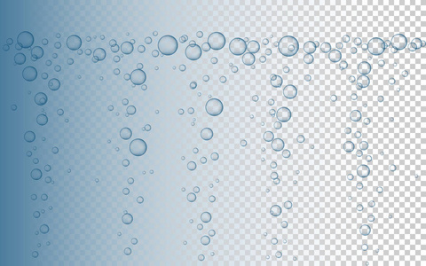 水气泡矢量图。抽象气泡。蓝色透明背景气泡