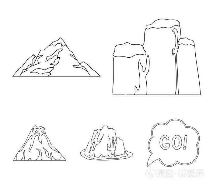 陡峭的悬崖,一次爆发,一座山一片海滩,冰川.