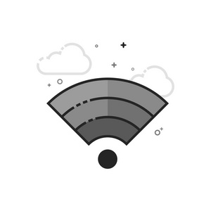 Wifi 符号图标在平面轮廓的灰度样式。矢量插图