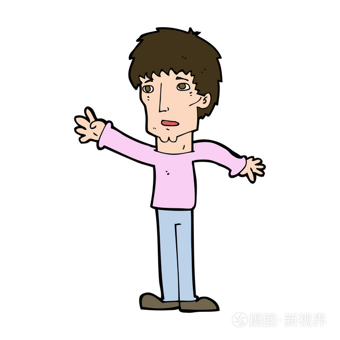 卡通焦虑的人伸出援手