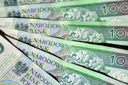 从波兰语钱纸币作背景图片