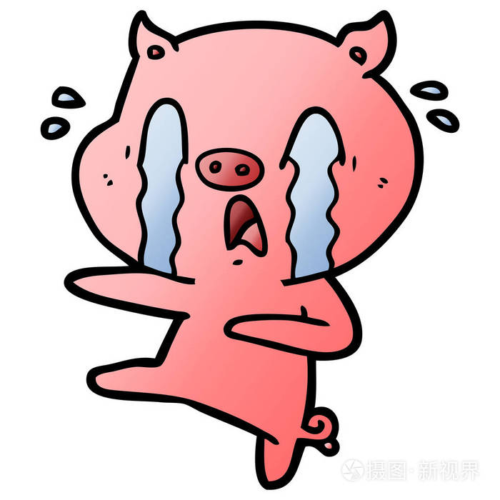 哭猪卡通的矢量例证