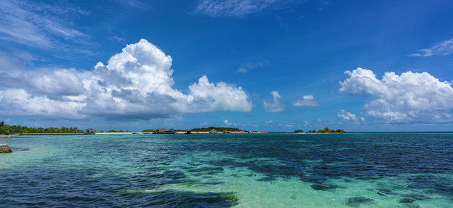 马尔代夫与棕榈 沙滩和海洋
