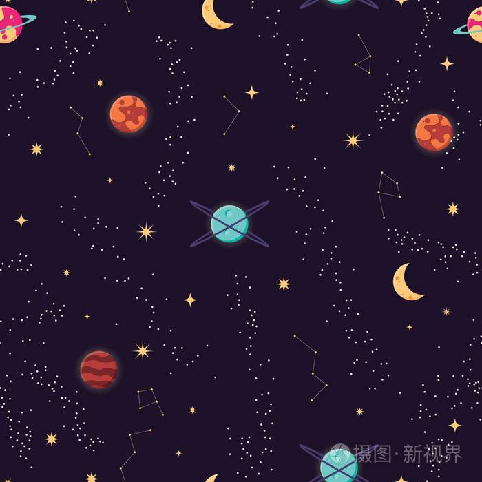 宇宙与行星和星星的无缝格局宇宙繁星满天夜空