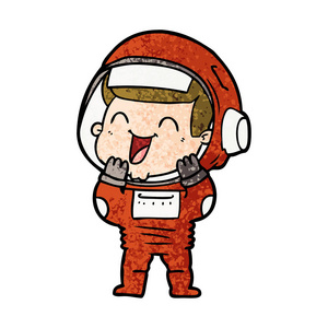 快乐卡通宇航员的矢量插图图片
