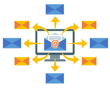 电子邮件营销概念向量计算机屏幕和邮寄