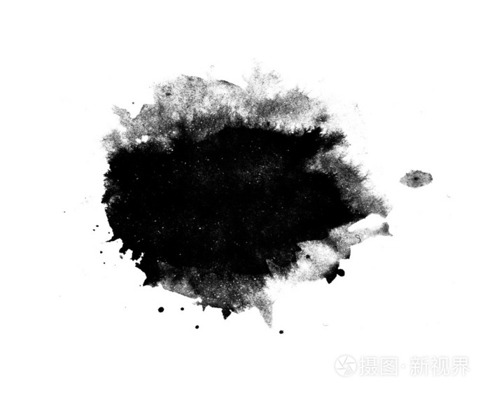 抽象孤立的黑色墨水污渍