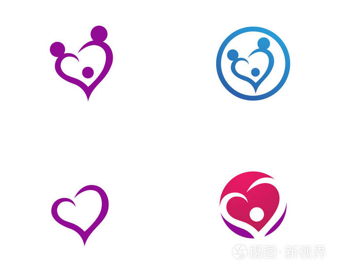 收养婴儿和社区护理徽标模板矢量图标