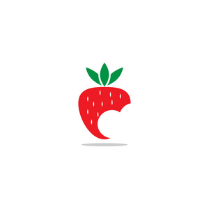 红色草莓水果徽标图标模板矢量