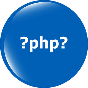 php 签名图标。编程语言符号。圆形按钮