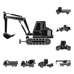 构建和建设标志的矢量设计。网站建设与机械库存符号的收集
