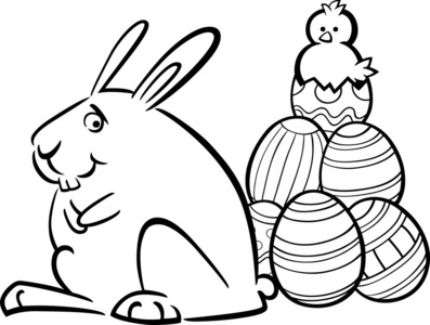 复活节兔子和彩蛋着色页
