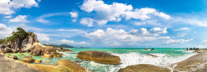 苏梅岛的拉迈海滩全景, 泰国在夏季的一天