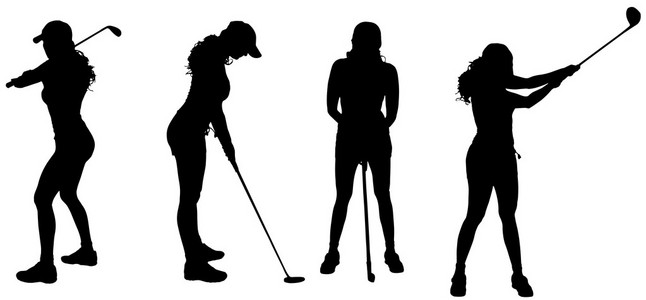 妇女打高尔夫球